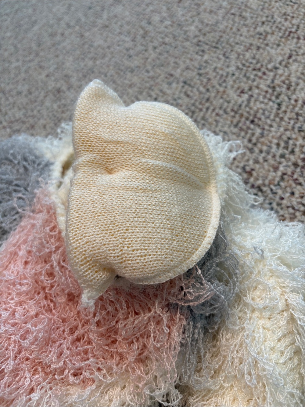 Vintage Sideffects Hand Crocheted Shaggy White, Gray & Pink Sweater. Small - Picture 9 of 10